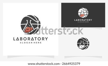 Combined vector of basket ball with lab glass icons symbols. Abstract shape ideas science and hobby lifestyle sport logo design graphic.	
