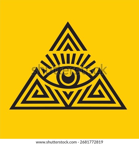 The combined vector design of a pyramid and a single eye is very cool and suitable for a t-shirt image.