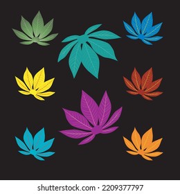 Combined Vector illustration of cassava leaves on a white background