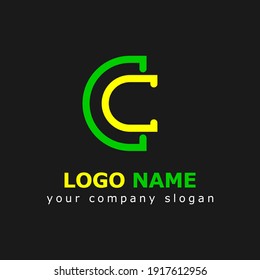 A combined vector logo of the letter C. A simple green and yellow logo can be used as a symbol, brand identity, company logo, icon, or anything else