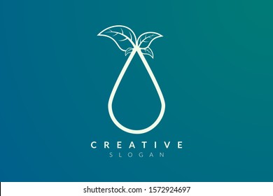 The combined water and leaf grain design. Modern minimalist and elegant vector illustration. Can be used for labels, brands, icons or logos