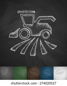 combine-harvester icon. Hand drawn vector illustration. Chalkboard Design