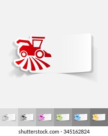 combine-harvester paper sticker with shadow. Vector illustration