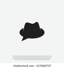 Combining bubble chat and spy detective hats or hat for private chat logo vector svg