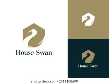 Combining house and swan elements for real estate and home beauty logo design