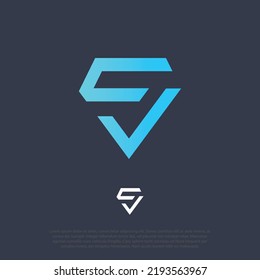 combining letter s, cvs, vs, or sv in diamond shape in flat or simple concept