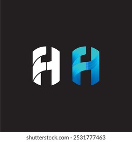 combinar las letras F y H para formar un símbolo, un ícono o un logotipo. con una selección de colores estándar o tonos de azul. da una impresión lujosa, adecuada para la identidad comercial o los Elementos de diseño.