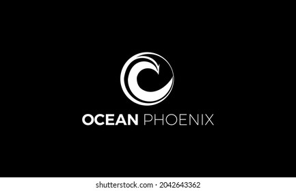 combining a phoenix with a wave  icon vector
