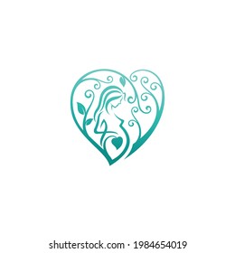 combining the shapes of hearts, hands, leaves and pregnant women into one unique and modern concept 