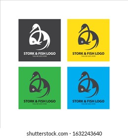 
combining storks and fish into a logo
