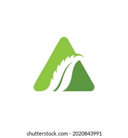 combinación de triángulos y hojas de marihuana en un concepto único y atractivo adecuado para la medicina terapéutica logotipos de salud