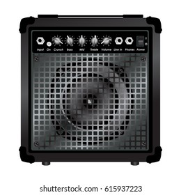 Combo Amplifier for electric guitar isolated on white background vector illustration.