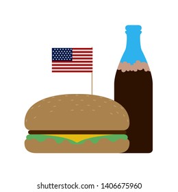 Combo of a burger with a bottle of soda - Vector