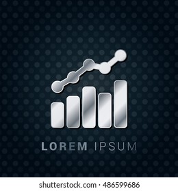 Combo Chart 3D Silver/Platinum/Steel Metallic Premium Icon / Logo Design