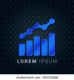 Combo Chart Blue metallic chromium precious Icon / Logo Design