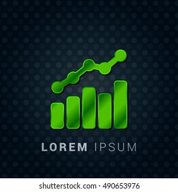 Combo Chart Bright Green chromium precious metallic 3D Icon / Logo Design