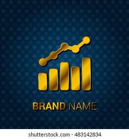 Combo Chart Royal Golden & Blue Metallic Premium Corporate Logo / Icon
