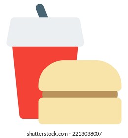 Combo of classic burger and soft drink.