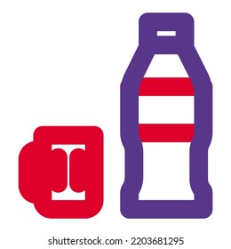 Combo of cola bottle and glass