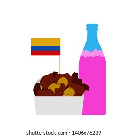 Combo of a Colombian traditional food with soda - Vector