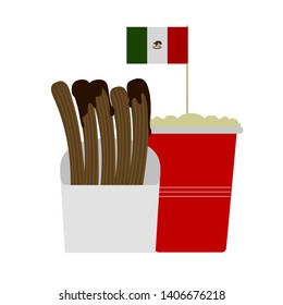 Combo of fried churros with a beer - Vector