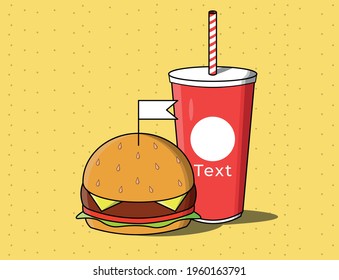 Combo hamburguesa vector, realizado con estilo comic, muy util para tus proyectos vintage.