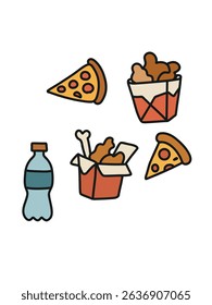 combo meal: pizza, chicken wings, and drink