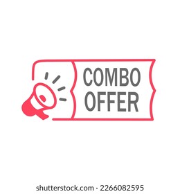 Oferta combinada. Gran descuento elemento de diseño de banner ligero con megáfono. icono de insignia. Plantilla de vectores.