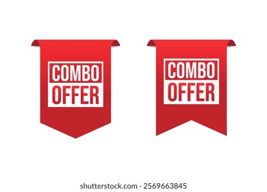 Combo Offer ribbon tag banner template retail promotion and announcement. Advertising design, business promotion. Vector illustration on white background