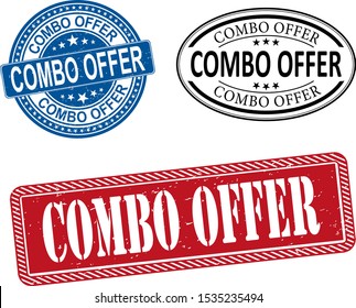 Combo offer rubber stamp label set on white background