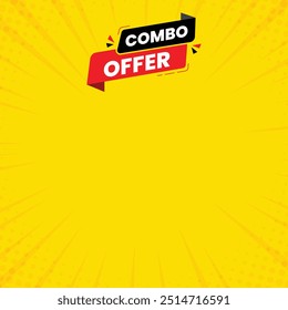 Oferta combinada Publicación en redes sociales con podio, Oferta especial y promoción Publicación en redes sociales, Plantilla de color amarillo, Anuncio en redes sociales con oferta combinada mnemotécnica.