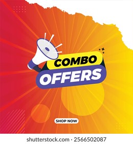 Combo Offer Social Media post with podium, Combo offer banner,
Special Offer and Promotional Post social media, Red color template, Empty podium with combo offer.