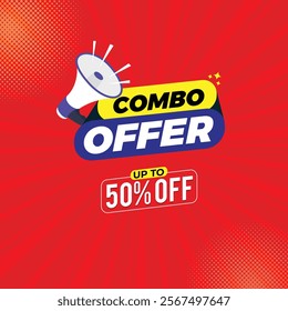 Combo Offer Social Media post with podium, Combo offer banner,
Special Offer and Promotional Post social media, Red color template,