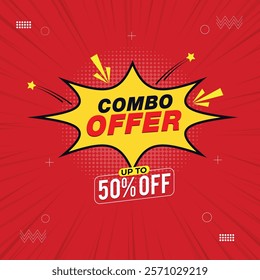 Combo Offer Social Media post with podium, Combo offer banner,
Special Offer and Promotional Post social media, Red color template, Empty podium with combo offer.