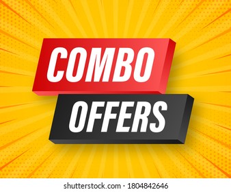 Combo offers banner design on white background. Vector stock illustration.