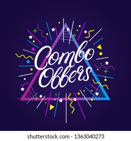 Combo offers hand written lettering. Modern brush calligraphy. Template for greeting card, poster, logo, badge, icon, banner. Vector illustration.