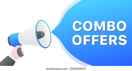 Combo offers message icon. Megaphone icon. Flat style. Vector icon.