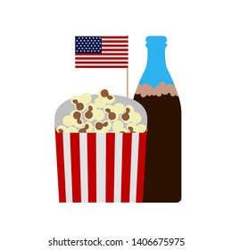 Combo of popcorn with a bottle of soda - Vector