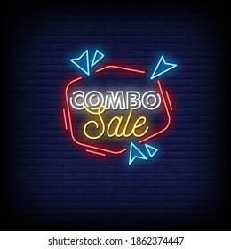 Combo Sale Neon Signs Style Text Vector