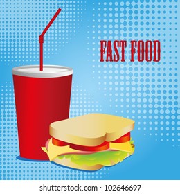 Combo of a Sandwich and a soda, vector illustration