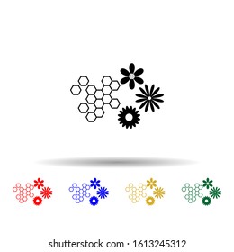 combs and flowers multi color style icon. Simple glyph, flat vector of beekeeping icons for ui and ux, website or mobile application