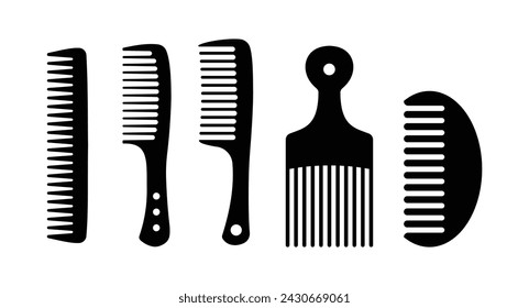 combs. hair accessories silhouette vector. black isolated white background