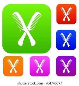Combs set icon in different colors isolated vector illustration. Premium collection