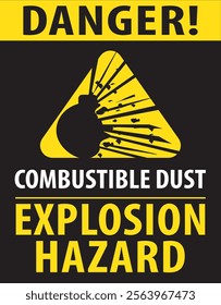 Combustible dust explosion hazard risk warning sign vector