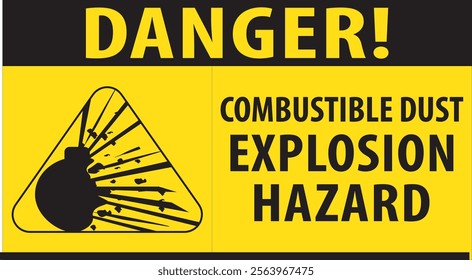 Combustible dust explosion hazard risk warning sign vector