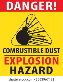 Combustible dust explosion hazard risk warning sign vector
