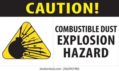 Combustible dust explosion hazard risk warning sign vector