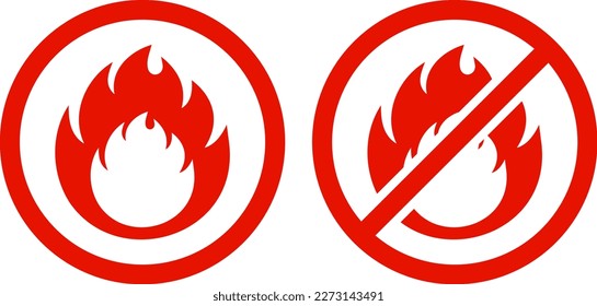 Combustible and noncombustible icons set.