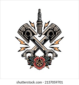 combustion engine tattoo vector design