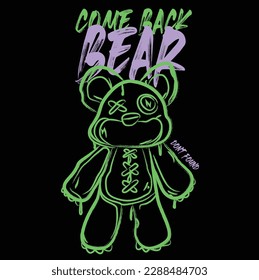 come back bear slogan design